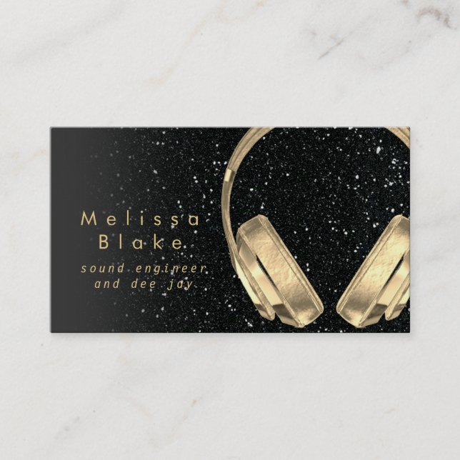 Cartão De Visita som engenheiro dee jay faux gllitz preto (Frente)