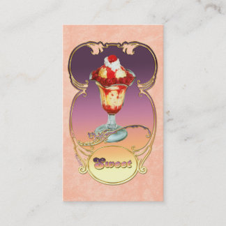 Cartão De Visita Sorvete de framboesa Sundae