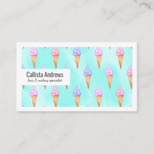 Cartão De Visita Sorvete De Verão Púrpura, Cor De Água, Cor Rosa Pi