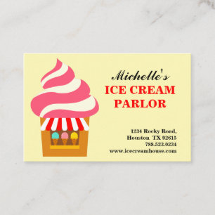 Cartão De Visita Sorvete Vermelho Cor-de-Rosa Amarelo