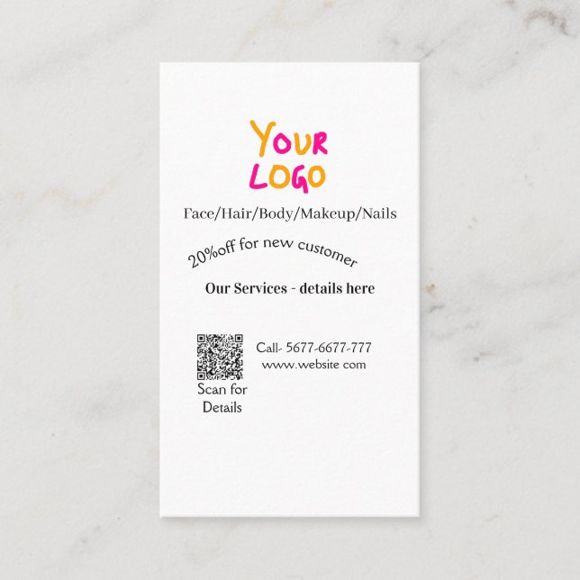 Cartão De Visita Spa massage salon discount offer services contact  (Frente)