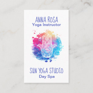 Cartão De Visita *~* Spa Watercolor Hamsa Mão Yoga
