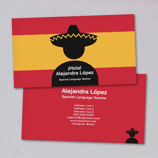 Cartão De Visita Spanish Teacher (Spanish Teacher Business Card)