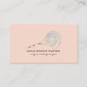 Cartão De Visita Sparkle Whisk florescente Padaria Gold rosa rubor