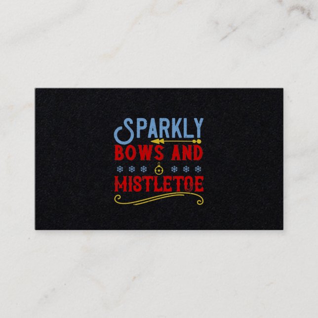 Cartão De Visita Sparkly Bows And Mistletoe (Frente)