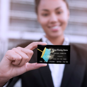 Cartão De Visita Sparkly elegante do serviço elegante da limpeza