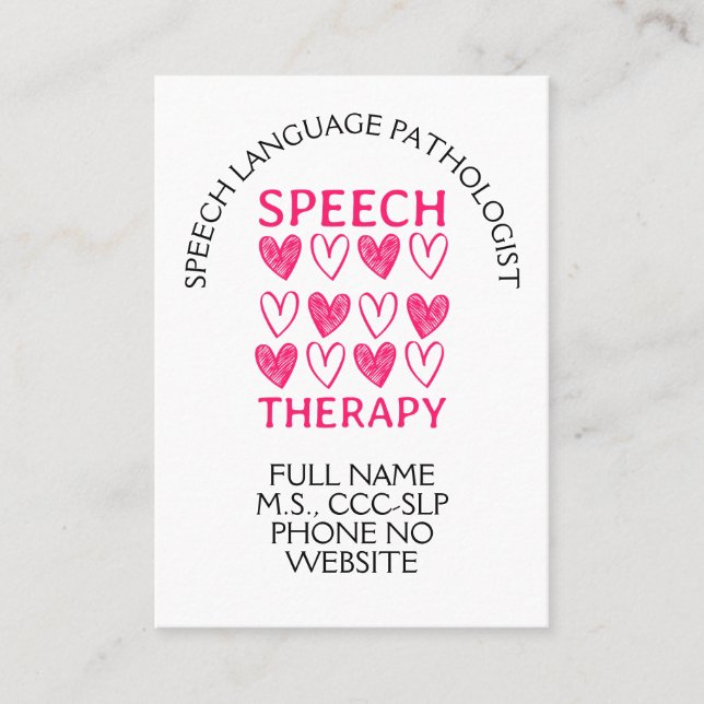 Cartão De Visita Speech Therapy Speech Language Therapist (Frente)