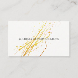 Cartão De Visita Splatter expressivo Dourado