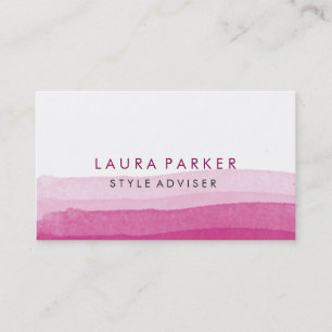 Cartão De Visita Splatter Rosa Mínimo Sutil Elegante de Aquarela