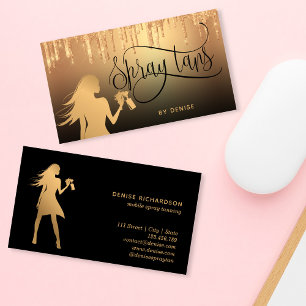 Cartão De Visita Spray Tan Mobile Spray Tan Dourada Glittering Girl