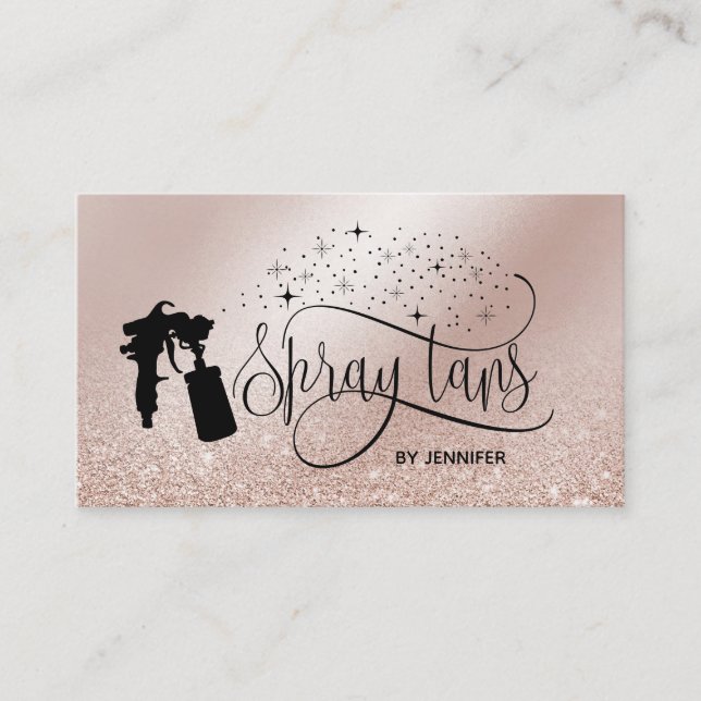 Cartão De Visita Spray tan script glitter gold (Frente)