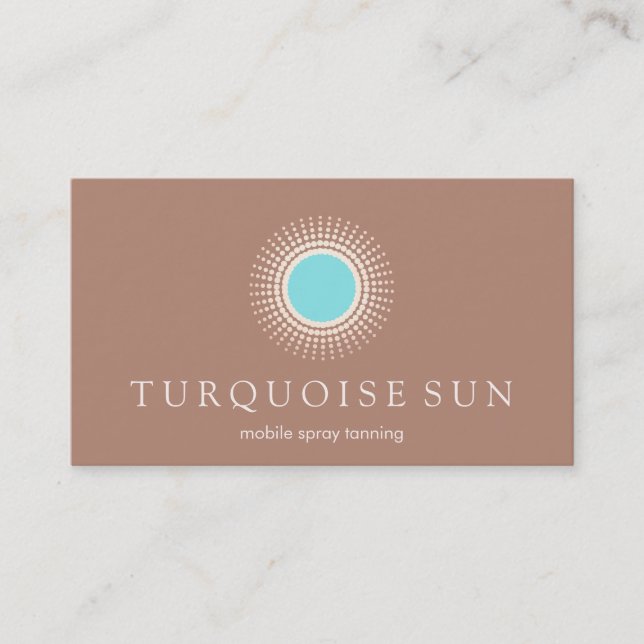 Cartão De Visita Spray Tanning Tan e Turquoise Sun Logo (Frente)