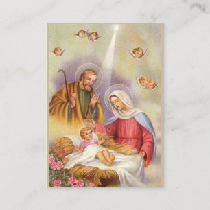 Cartão De Visita St Joseph, mãe Mary, bebê Jesus, anjos santament