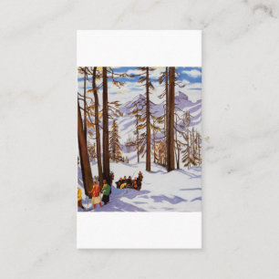 Cartão De Visita St. Moritz Vintage Skiers Elegância Alpina Arte