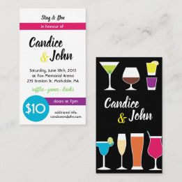 Cartão De Visita Stag and Doe Jack and Jill Tickets Bebidas Bares