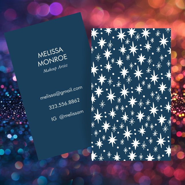 Cartão De Visita Starry Night Blue Pattern Elegant (Navy Starry Night Blue Pattern Elegant Business Card
)