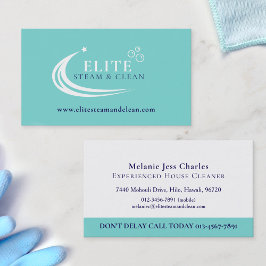 Cartão De Visita Steam Cleaning Business aqua blue white