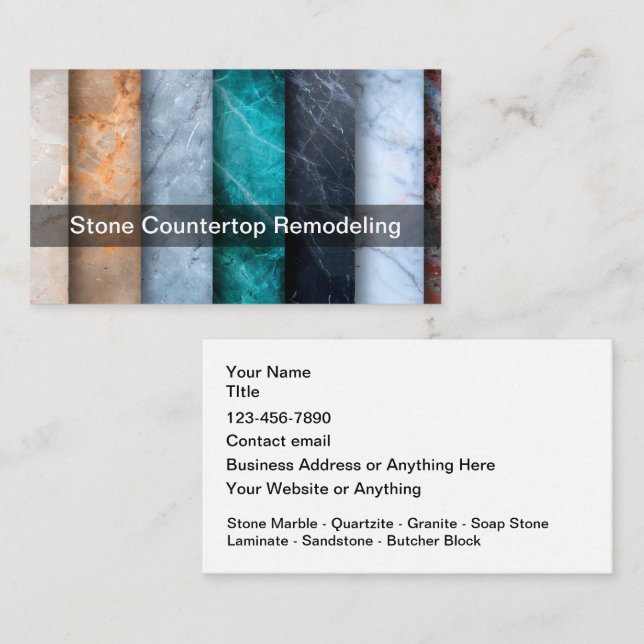 Cartão De Visita Stone Countertops Theme Business Cards  (Frente/Verso)