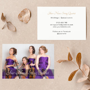 Cartão De Visita String Quartet Photo Template Musical White
