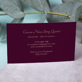 Cartão De Visita String Quartet Professional Musical Burgundy