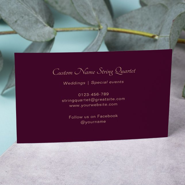 Cartão De Visita String Quartet Professional Musical Burgundy (Criador carregado)