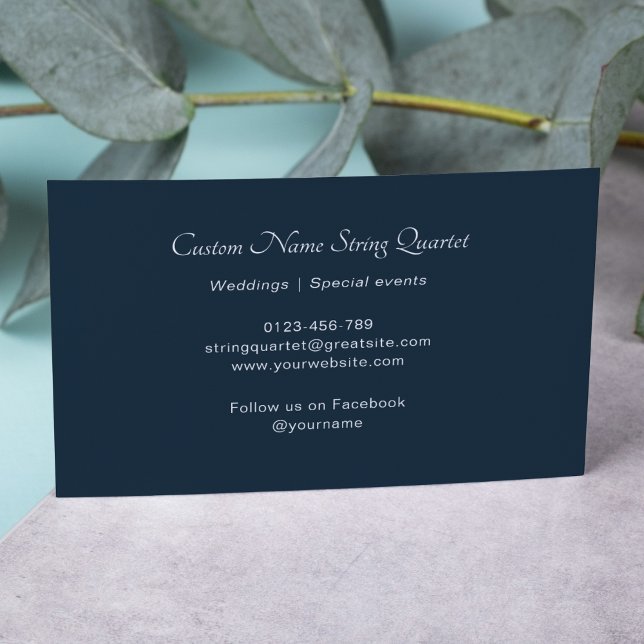 Cartão De Visita String Quartet Professional Musical Marinho Azul (Criador carregado)