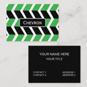 Cartão De Visita Stripe de Chevron Verde Preto