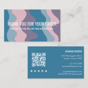 Cartão De Visita Stripes coloridas Código QR Mídia social OBRIGADA