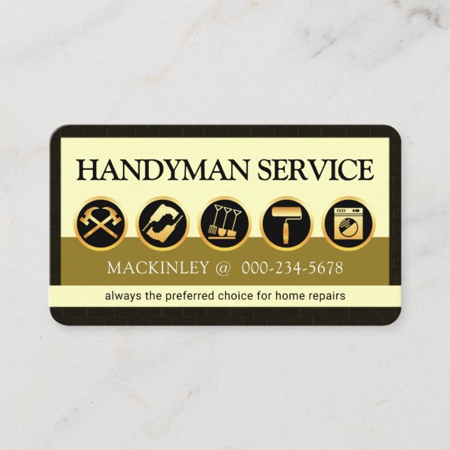 Cartão De Visita Stylish Creative Handyman Tools Icon Layer (Frente)