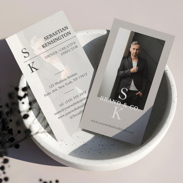 Cartão De Visita Stylish Minimal Modern Monogram Professional Photo (Stylish Minimal Modern Monogram Professional Photo Business Card)