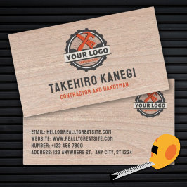 Cartão De Visita Stylish Modern Wood Construction Handyman Carpente