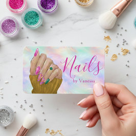 Cartão De Visita Stylish Nail Art Manicurist Artist Iridescent Opal