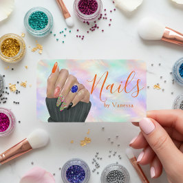 Cartão De Visita Stylish Opal Iridescent Nail Art Manicurist Artist