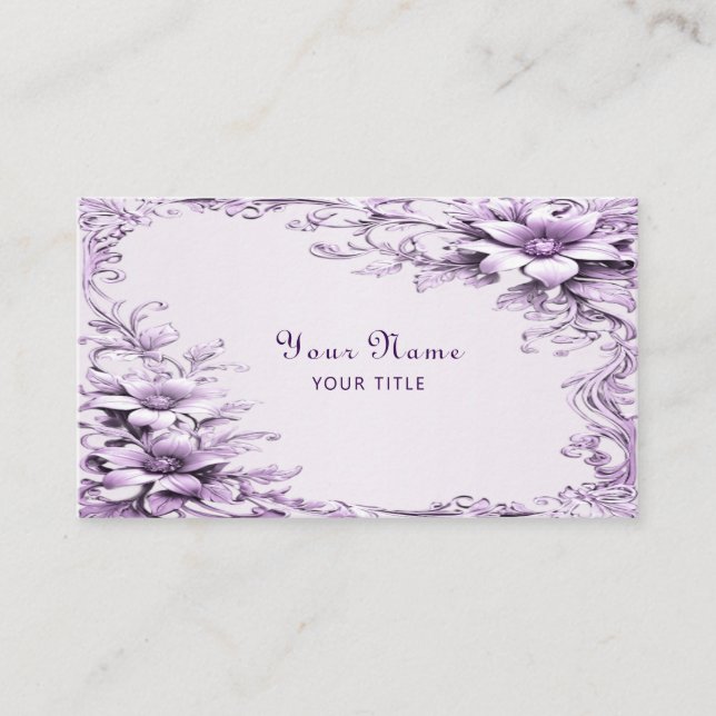 Cartão De Visita Stylish Purple Flowers Business Card (Frente)