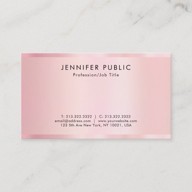 Cartão De Visita Stylish Template Rose Gold Professional Luxurious (Frente)