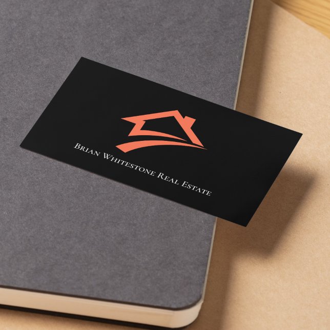 Cartão De Visita Stylish Unique Black Real Estate Agent (Stylish Unique Black Real Estate Agent Business Card)