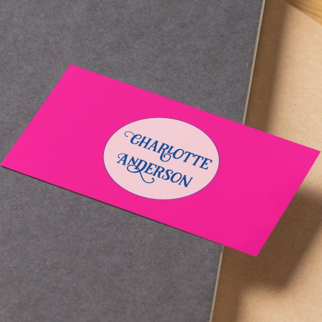 Cartão De Visita Stylist com a moda azul rosa quente (Criador carregado)