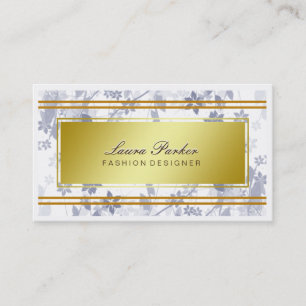 Cartão De Visita Stylist de Cabelos Artista Floral Dourado