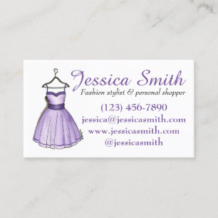 Cartão De Visita Stylist do comprador de moda de roupa roxa