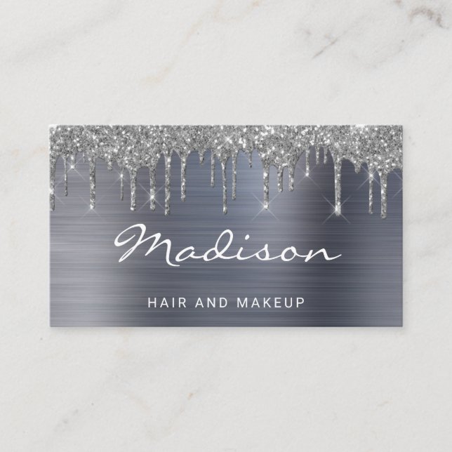 Cartão De Visita Stylist para as unidades de brilho de prata elegan (Frente)