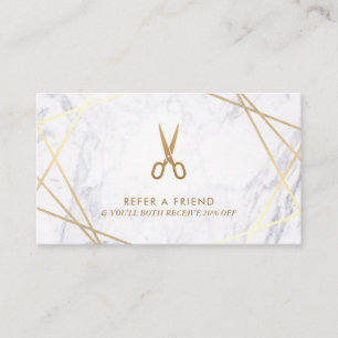 Cartão De Visita Stylist para o cabelo de mármore geométrico Dourad