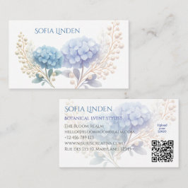Cartão De Visita Stylist para o evento Pó Azul Hydrangea Watercolor