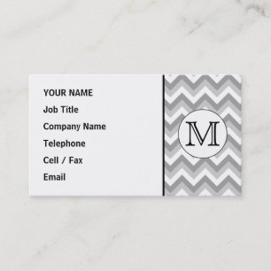 Cartão De Visita Sua Carta. Cinza Zigzag Pattern Monograma.