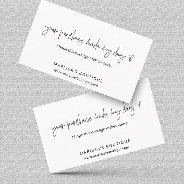 Cartão De Visita Sua Compra Fez Meu Dia Obrigado Inserir Pacote (Criador carregado)
