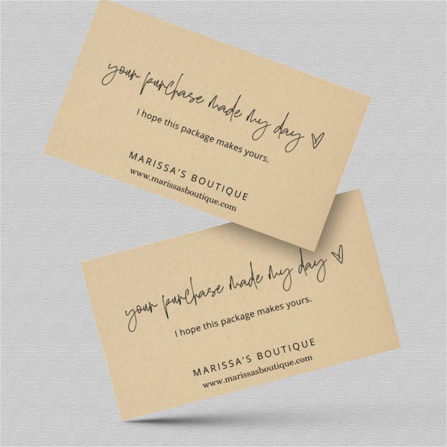 Cartão De Visita Sua Compra Fez Meu Dia Obrigado Inserir Pacote (Criador carregado)