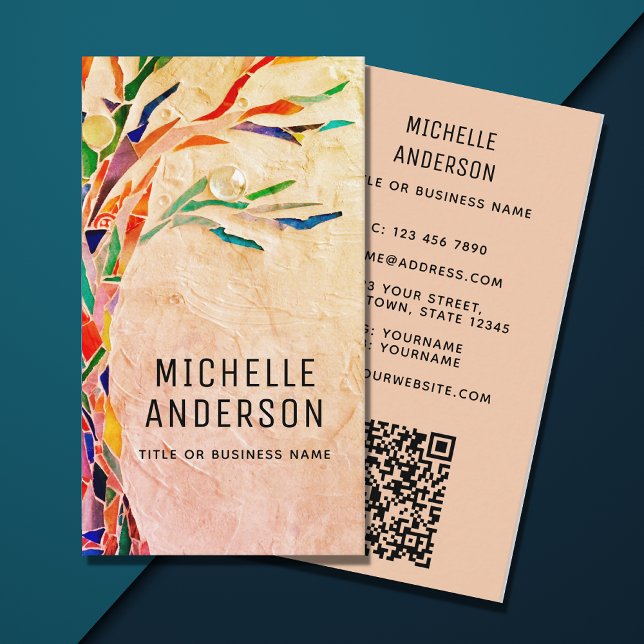 Cartão De Visita Sua profissão Código QR Terracotta (Criador carregado)