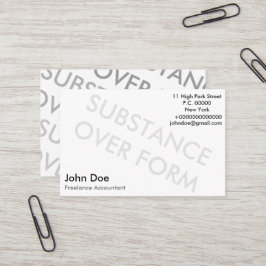 Cartão De Visita "Substância sobre a forma"