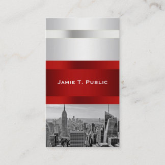 Cartão De Visita Suite NYC Skyline BW 05 White Red Invite