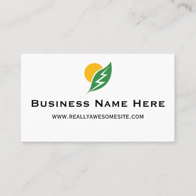 Cartão De Visita Sun and Leaf with Electricity Zap Business Card (Frente)