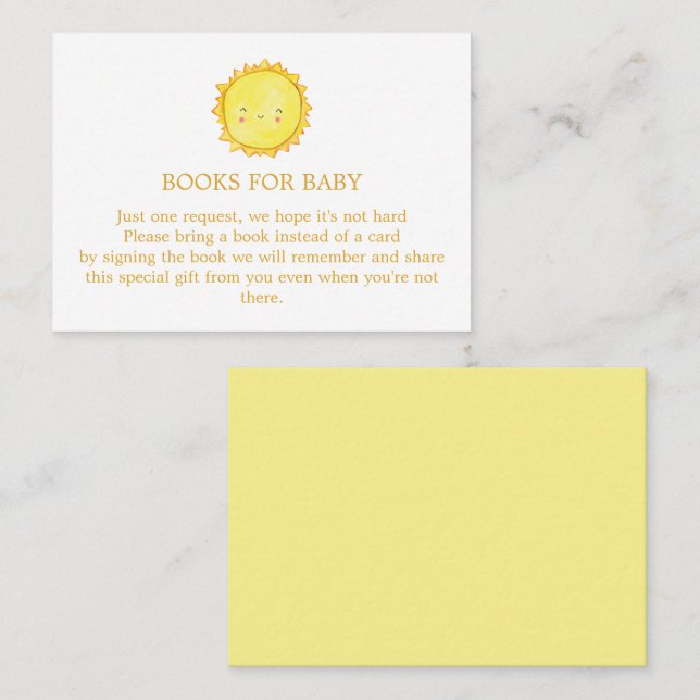 Cartão De Visita Sun Books para placa de gabinete para bebê (Frente/Verso)
